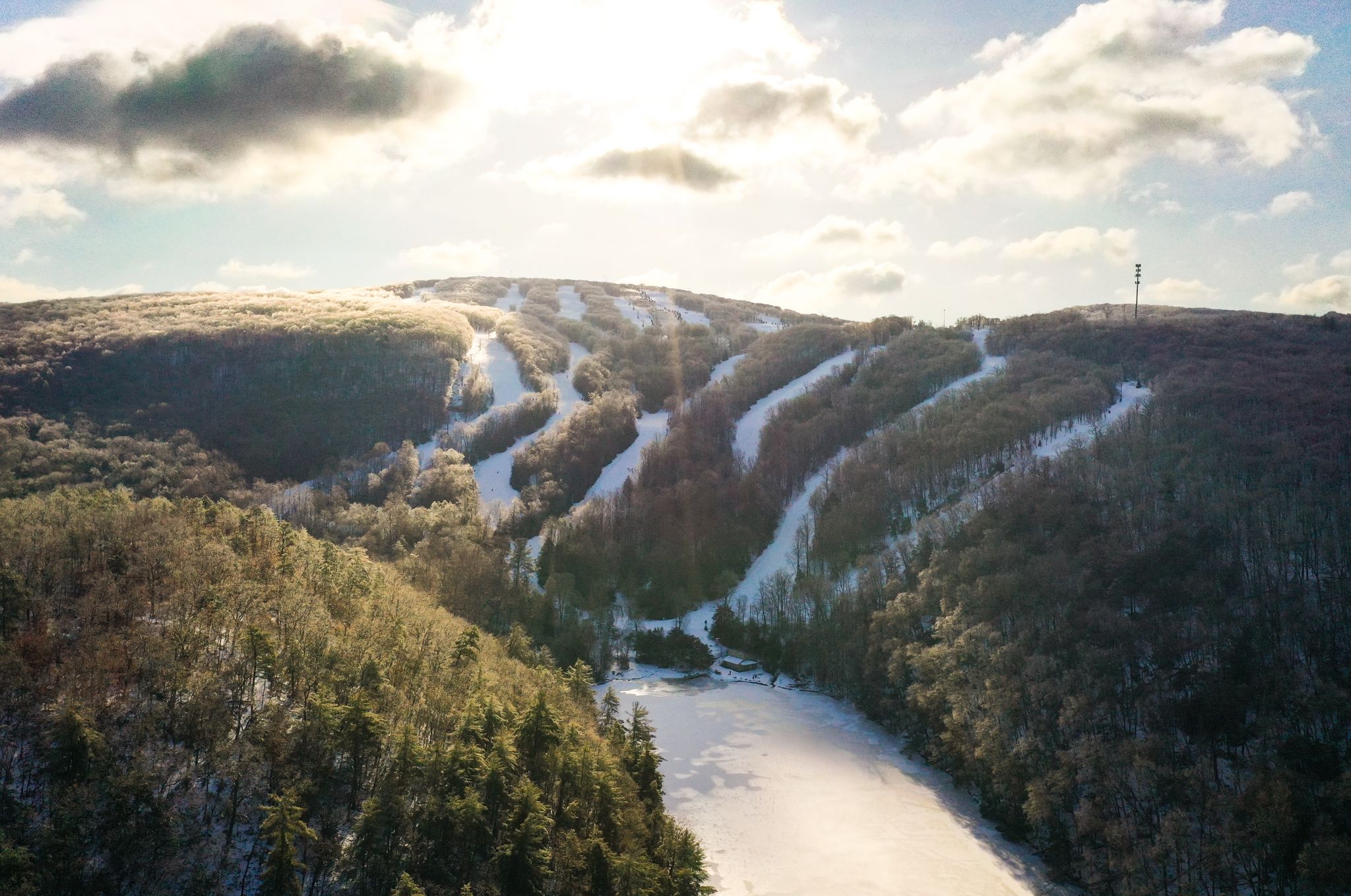 Aerial view of Montage Mountain and the surrounding Pennsylvania landscape